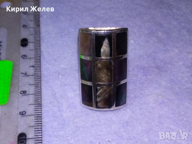 РАЗКОШЕН СЕДЕФЕН СРЕБЪРЕН ФЕШЪН АРТ ПРЪСТЕН СРЕБРО 925 с ЮВЕЛИРНО РЪЧНО ШЛИФОВАН КРАЛСКИ СЕДЕФ 39987, снимка 12 - Пръстени - 42612321