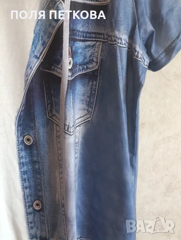 Тениска имитация на дънково яке, снимка 5 - Тениски - 50857376