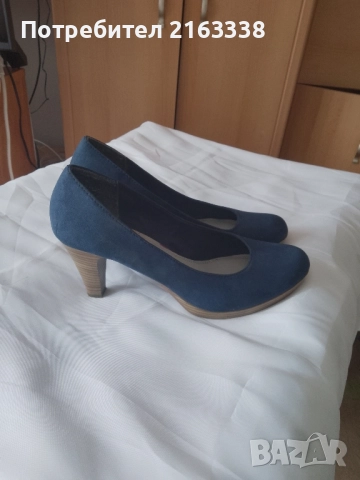 Сини обувки на MARCO TOZZI , велур,, снимка 5 - Дамски обувки на ток - 52029882