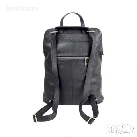Стилна дамска раница от естествена кожа – черна, многофункционална, снимка 4 - Раници - 53048282