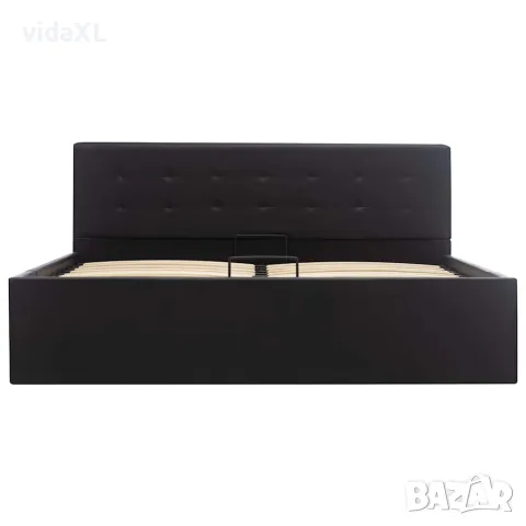 vidaXL Легло с повдигащ механизъм, черно, изкуствена кожа, 140x200 cм, снимка 4 - Спални и легла - 56146487