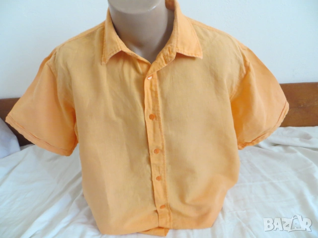 Мъжки ризи с къс ръкав от лен, снимка 9 - Ризи - 41314075