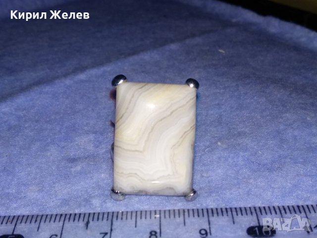 ЕФЕКТЕН СРЕБРИСТ МЕСИНГОВ ВИНТИДЖ МОДЕЛ ПРЪСТЕН с ШЛИФОВАН МИНЕРАЛ 36606, снимка 9 - Пръстени - 39754379