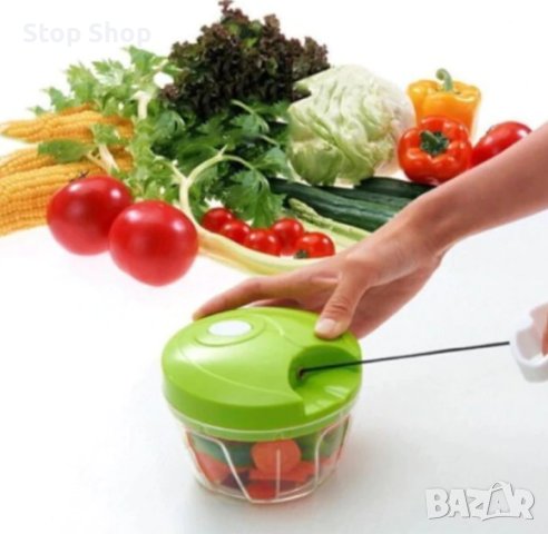 Ръчен чопър EDAR, 3 ножа, С кабел, Зелен/Бял