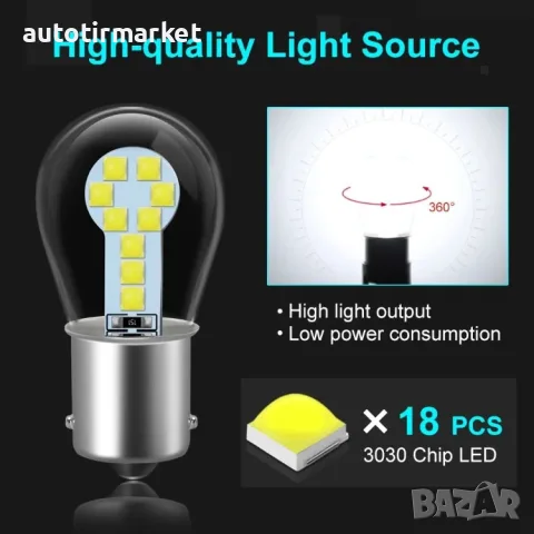 LED крушки 2бр BA15s LED 12V – T125, снимка 2 - Аксесоари и консумативи - 56054139