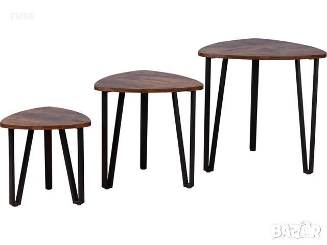 НОВИ! Комплект 3 броя холни маси модерен дизайн МДФ и стомана