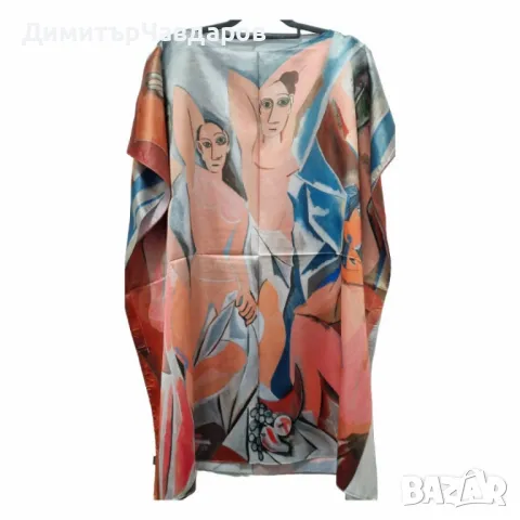 Лятна плажна туника от коприна, с артистични и морски десени, снимка 11 - Туники - 49910088