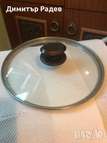 ТЕНДЖЕРА ЕМАЙЛИРАНА  Ф28 СМ СЪС УДЕБЕЛЕНО ДЪНО 5ММ И СТЪКЛЕН КАПАК, снимка 5 - Съдове за готвене - 42915930