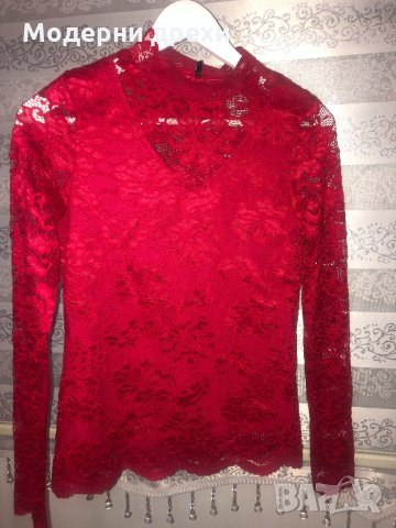 Дантелена блуза, снимка 2 - Блузи с дълъг ръкав и пуловери - 31471715