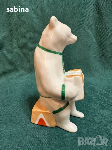 Статуетка „Циркова мечка с акордеон“, Дулевски завод (Дулево), СССР, 1970-те години., снимка 4 - Колекции - 52974470