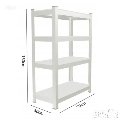 Здрав метален стелаж 4 нива 150×70×30 см – 30 €, снимка 5 - Етажерки - 56047723