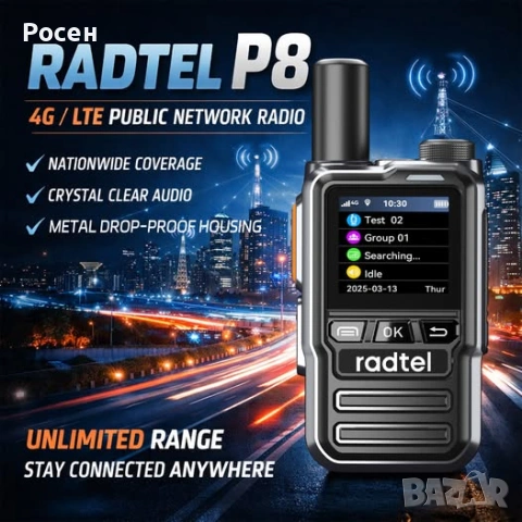 Радиостанция Radtel P8 без лимит за обхвата., снимка 4 - Друга електроника - 53008233