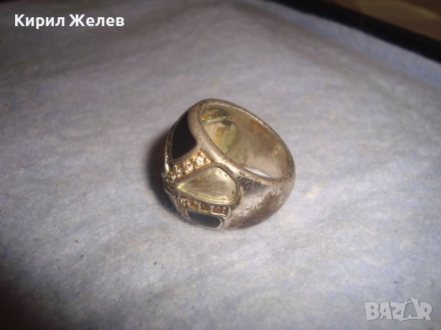 СТАР ПОСРЕБРЕН ЕМАЙЛИРАН АРТ ПРЪСТЕН с КРИСТАЛИ 14947, снимка 6 - Пръстени - 37496878