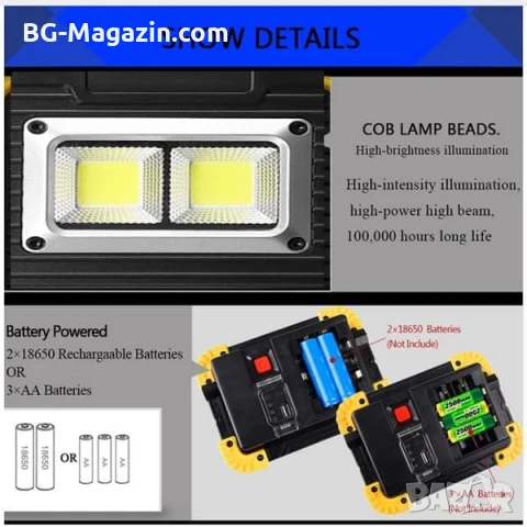 Мощна сервизна работна къмпинг лампа осветление преносима LED фенер USB за риболов палатка работа, снимка 10 - Къмпинг осветление - 51017061