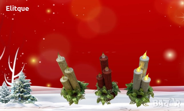 Коледна магия с три бляскави LED свещи, снимка 4 - Други стоки за дома - 52820180
