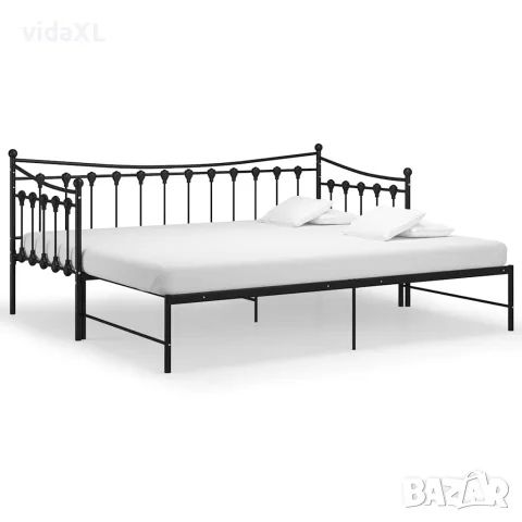 vidaXL Рамка за легло, разтегателен диван, черна, метал, 90x200 см
