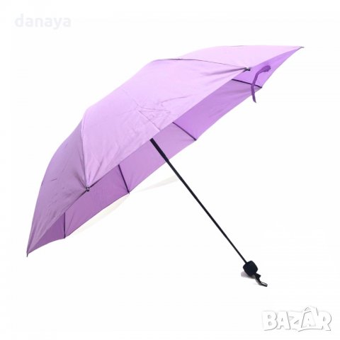 1785 Ръчен тройно сгъваем чадър за дъжд противоветрен едноцветен, снимка 6 - Други - 31009264