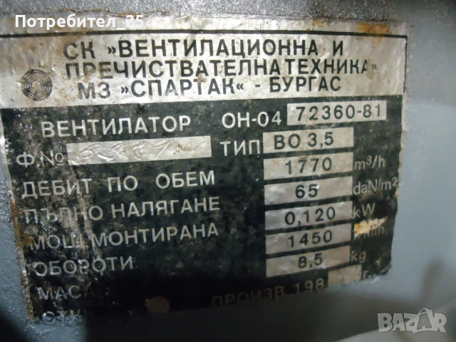 Монофазен вентилатор, снимка 2 - Електродвигатели - 51948658