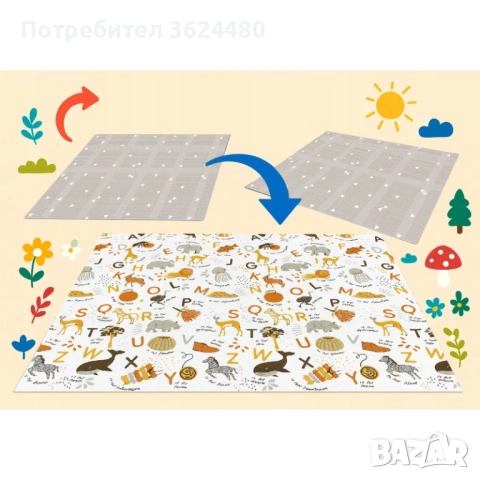 Преносимо бебешко килимче 160х180 см сгъваемо 4854, снимка 14 - Други стоки за дома - 53307132