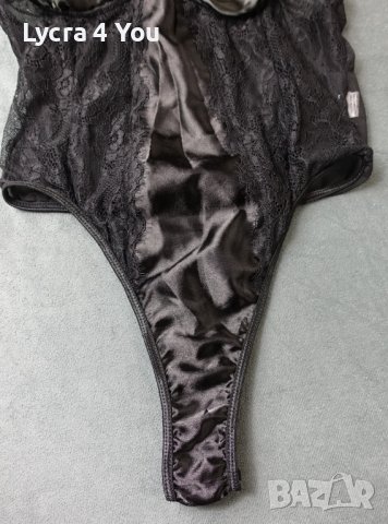 Черно боди прашка от сатен, дантела и тюл S размер, снимка 3 - Бельо - 40772702