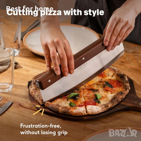 Професионален нож за пица SILBERTHAL от неръждаема стомана, 32 см, остро острие, елегантна дръжка от, снимка 2 - Ножове - 53950413