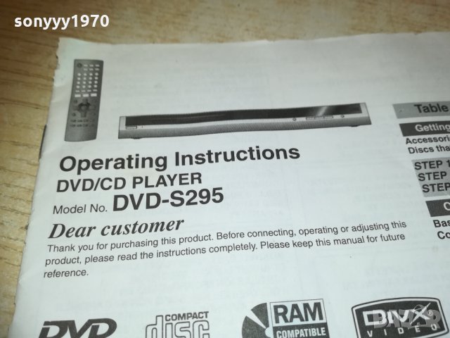 panasonic s295 dvd instructions 1202211152, снимка 11 - Плейъри, домашно кино, прожектори - 31784141