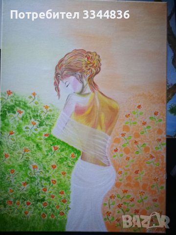 картина жена -ръчно  рисувана с маслени бои, снимка 1 - Картини - 37033677