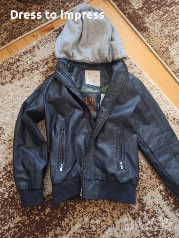 Детско кожено синьо яке OVS 128 см