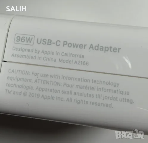 Apple 96W USB-C зарядно (оригинал A2166) за MacBook Pro - тествано, снимка 2 - Кабели и адаптери - 55804254