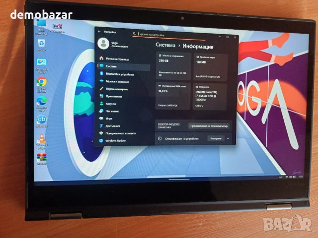 13.3'FHD 4G IPS Touch  Lenovo Yoga Core™i7-8th/16GB DDR4/256GB SSD NVMe, снимка 8 - Лаптопи за работа - 53132236