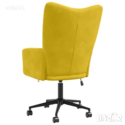 vidaXL Релаксиращ стол, горчица жълто, кадифе, снимка 5 - Столове - 56146885