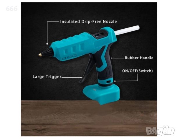 Безжичен пистолет за горещо лепене, съвместим с батерия Makita 18V, снимка 7 - Други инструменти - 52586285