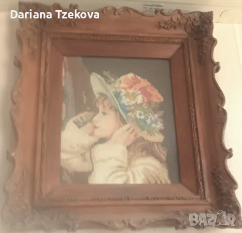 Продавам ушит гоблен " Момичето с шапката", снимка 1