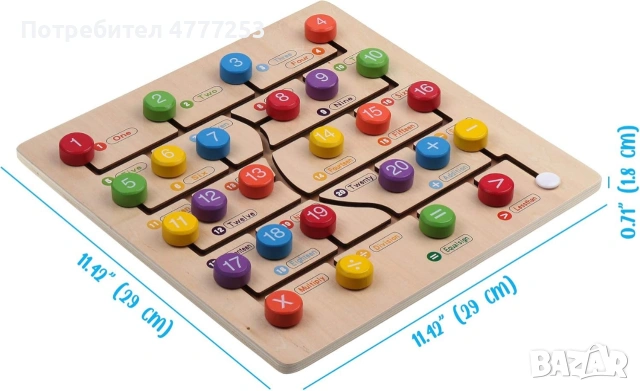 Монтесори дървена дъска , дървена играчка , сметало montessori