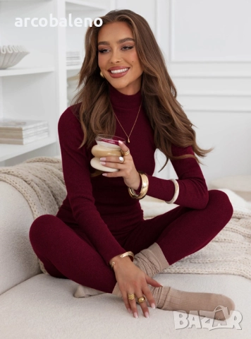 Дамски комплект от оребрена блуза с поло яка и клин от Milly, 4цвята , снимка 16 - Комплекти - 52109927