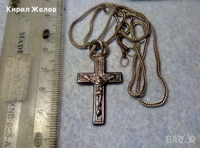 РАЗПЯТИЕ СРЕБЪРЕН КРЪСТ МАРКОВО ЛАКИРАНО СРЕБРО 925 със СРЕБЪРНА ВЕРИЖКА РЪЧНА РЕТРО ПЛЕТКА 25160, снимка 8 - Колиета, медальони, синджири - 50073170