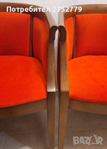 кресло , фотьойл. дъб, червена кадифена италианска дамаска. , снимка 3 - Дивани и мека мебел - 53878318