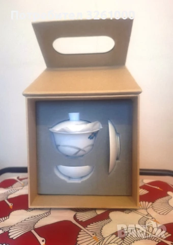 Подаръчен комплект за чай от порцелан, ръчно рисуван, снимка 2 - Други - 51152498