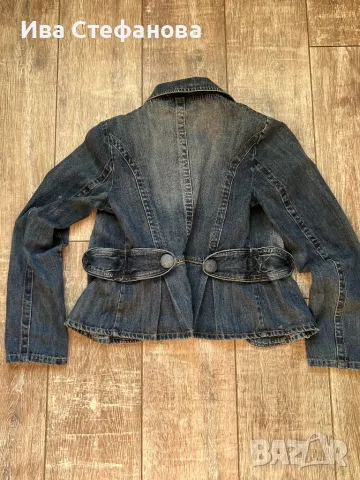 Дамско дънково кокетно яке тип сако ежедневно елегантно еластичен син  деним , снимка 3 - Сака - 50070785