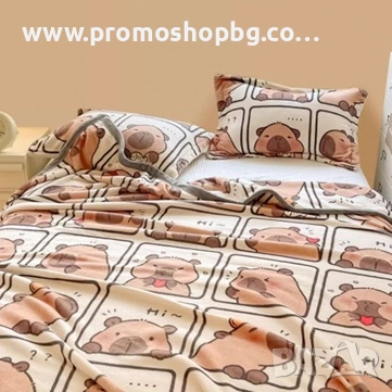 Плюшено одеяло Капибара / Capybara 150/210 см / Одеало, снимка 5 - Олекотени завивки и одеяла - 46103588