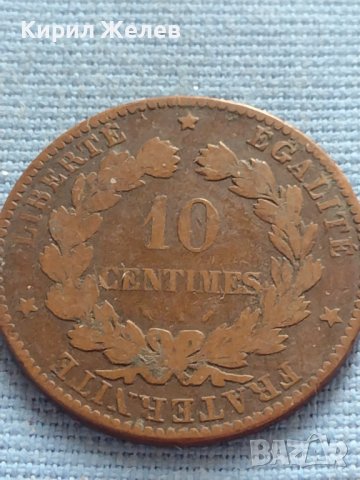 Рядка монета 10 сантима 1896г. Франция Трета република 30411