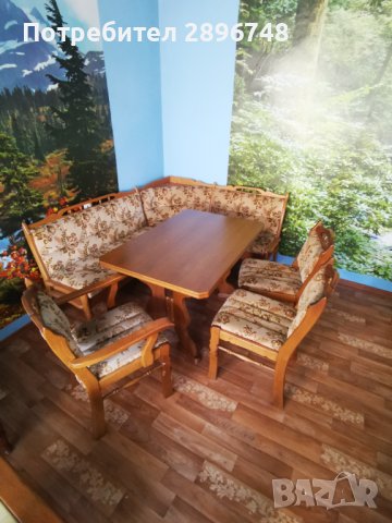 Кухненски ъгъл с маса от масивно дърво , снимка 5 - Маси - 44168448