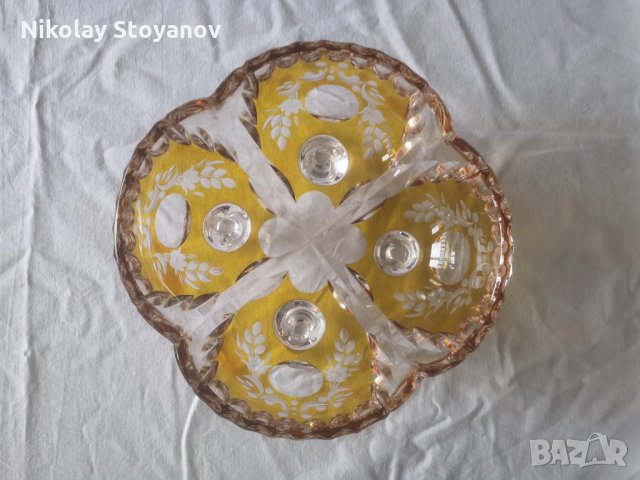 Кристална купа от 20-те години на 20-ти век - Бохемия, снимка 2 - Антикварни и старинни предмети - 31106792