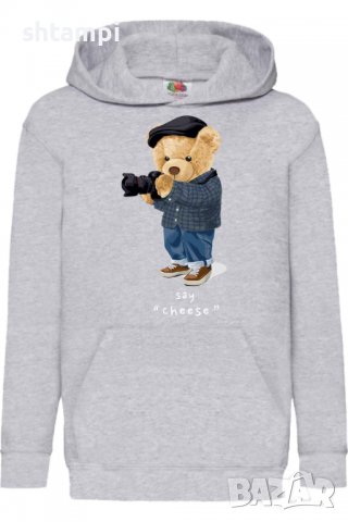Детски Суитчър/Суитшърт Cute bear Say Cheese,,Игра,Подарък,Изненада,Забавление,Рожден Ден, снимка 2 - Детски анцузи и суичери - 38367311