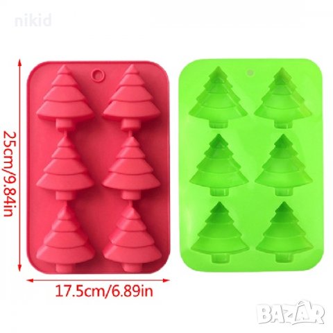 6 Елхи Елха дълбок силиконов молд форма калъп гипс сапун шоколад декор украса, снимка 3 - Форми - 39629078
