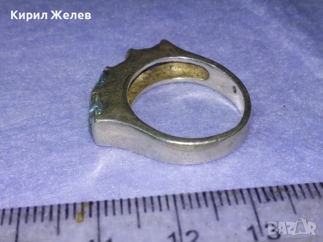 Стар СКЪПОЦЕНЕН СРЕБЪРЕН ПРЪСТЕН СРЕБРО 925 АНГЛИЯ със СИН ЦИРКОН - ЛИПСВАТ Две КАМЪЧЕТА ! 31410, снимка 8 - Антикварни и старинни предмети - 42639916