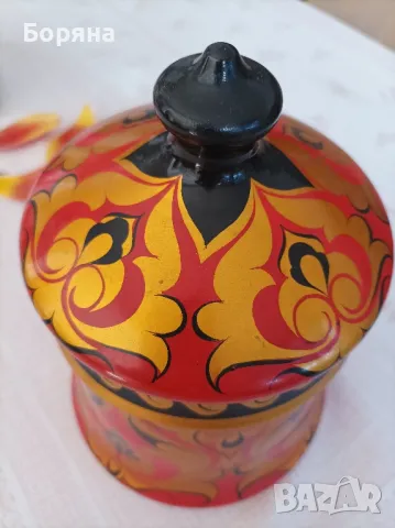 Красив голям буркан с шест купички руска хохлома, снимка 3 - Антикварни и старинни предмети - 49670274