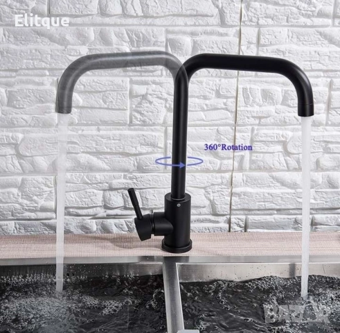 Едноръкохватков кухненски кран неръждаема стомана 360° въртящ се смесител за мивка, снимка 2 - Други стоки за дома - 52854041