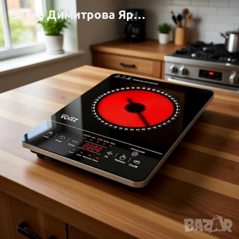 Котлон Voltz, 2000W, Кристална плоча с инфрачервен нагревател, 28х36см, LED екран, Таймер, снимка 4 - Котлони - 52574076