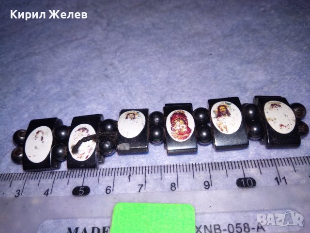 СТАРА ГРИВНА от ШЛИФОВАНИ КАМЪЧЕТА МАГНЕТИТ с ИКОНКИ РАЗТЕГЛИВА на ЛАСТИК ХЕНД МЕЙД БИЖУ 37093, снимка 5 - Гривни - 40415137